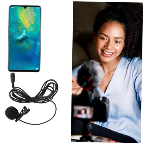 Mini Metal Clip Lavalier Microphone Omnidirectional Condenser Mic for Mobile Phones Laptops and Cameras for Streaming Video Calls and Recording Black