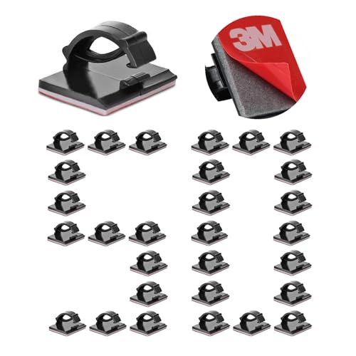 Cable Clips Self with 3M Adhesive Cord Organizer, Wire Holder Clamp Management Sticky for Desk Car Dash Cam Tables Wall, Black 50pcs - color: Black, size: 50 Pieces