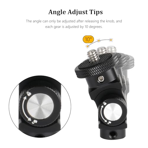 HSU Vertical Mount Adapter, Aluminum 1/4”-20 Screw Hole 180° Rotation Camera Tripod Mount for Insta360 X5/X4/X3/X2/X/RS/R/GoPro/DJI Osmo Action 5 Pro/4/3 Camera and Other Action Cameras (Black)