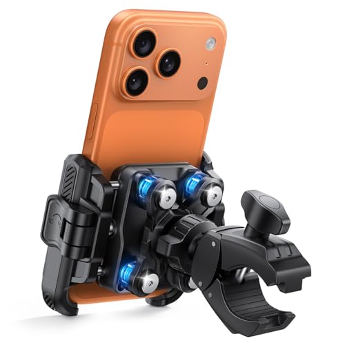 Lamicall Motorcycle Bike Phone Mount - [Upgrade Vibration Dampener] [Camera Friendly] Bike Phone Holder Handlebar Clamp, Bicycle Cell Phone Mount, iPhone 17 16 Pro Max, Galaxy S25 Ultra, 6-7.2" Phones - color: Black