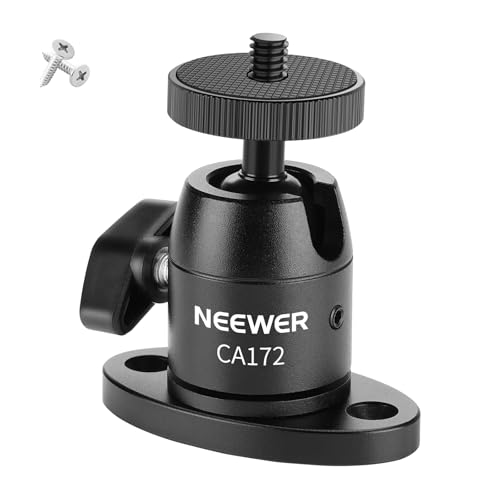 NEEWER Webcam Wall Ceiling Mount Bracket, Aluminum Alloy Mini Ball Head & 1/4" Screw for Photo Studio Photography Video Recording Action Camera Accessories, 360° Rotation & 90° Tilt, CA172 - style: CA172