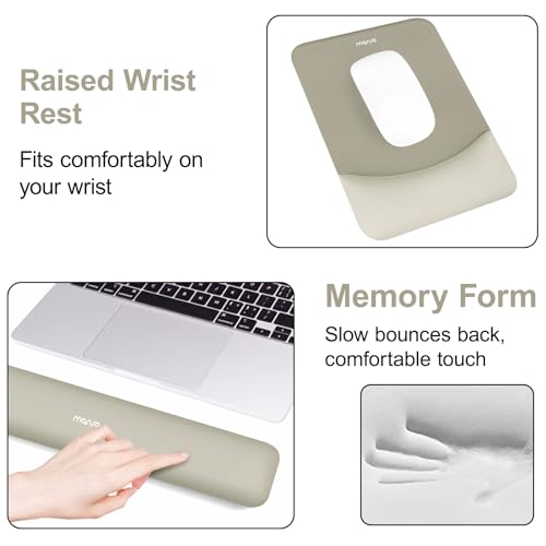 MOSISO Keyboard Mouse Pad Set, Large Gaming Mouse Pad&Rectangular Keyboard Wrist Rest&Mousepad with Wrist Rest&Coaster, Ergonomic Non-Slip&Easy Typing Pad with Curved Silicone Lining, Bronze Brown - color: Bronze Brown