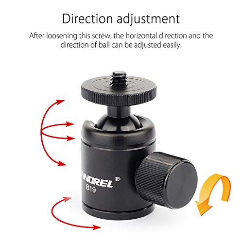 Mini Tripod Ball Head-INNOREL B19 Mount Head-Metal Ballhead 360° Pan 90° Tilt Tripods Mount with 3/8" to 1/4" Adapter CNC Ballheads,Max Load 6.61 lb for Phone/DLSR Camera/Mini Holder (1 Piece)