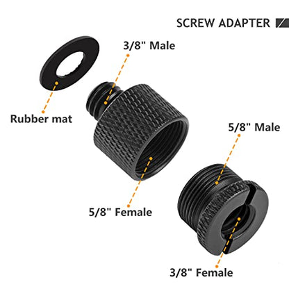 12 Pieces Mic Stand Adapter, Mic Thread Screw Adapter 5/8 Female to 3/8 Male and 3/8 Female to 5/8 Male, 5/8 Female to 1/4 Male and 1/4 Female to 5/8 Male with Rubber Pad for Microphone Stand