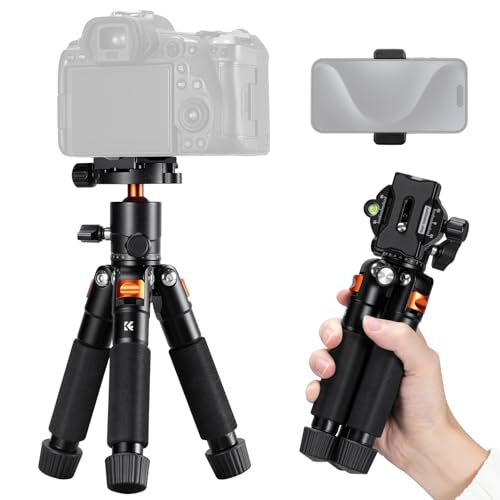 K&F CONCEPT 21.6'' Mini Desk Tripod. | Ball Head, Load up to 13.22 lbs/6 KG, 1/4 inch Quick Shoe Plate, Phone Holder, For DSLR Camera Phone - style: S225A0+BH-25L