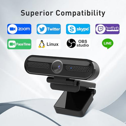 saylas 2K Webcam with Microphone, 78°FOV FHD PC Camera with 2K/30fps, Privacy Cover, Plug & Play USB Web Cam, Autofocus, 1080P/60fps External Webcam for PC, Computer Web Camera for Laptop, Mac, Zoom - color: 2K/78° FOV