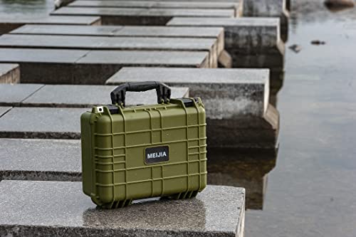 MEIJIA Portable All Weather Waterproof Camera Case With Foam,Fit Use of Drones,Camera,Equipments,Pistols,15.98x12.99x6.85inches - color: Green