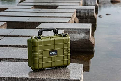 MEIJIA Portable All Weather Waterproof Camera Case With Foam,Fit Use of Drones,Camera,Equipments,Pistols,15.98x12.99x6.85inches - color: Green
