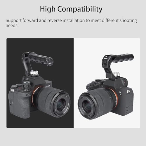 Nitze Cold Shoe Top Handle, Mini Ergonomic Camera Top Handle with Built-in Anti-Off Cold Shoe for DSLR and Mirrorless Cameras (Lil Stinger II Series) - PA28M-D3