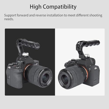 Nitze Cold Shoe Top Handle, Mini Ergonomic Camera Top Handle with Built-in Anti-Off Cold Shoe for DSLR and Mirrorless Cameras (Lil Stinger II Series) - PA28M-D3