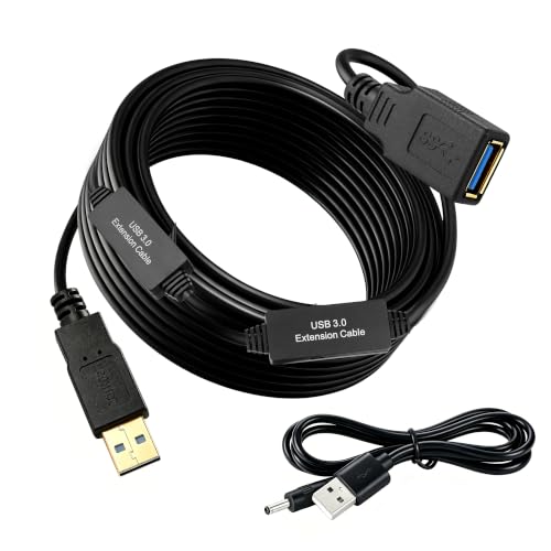XBOHJOE USB3.0 Active Extension Cable 50FT：USB Repeater with Signal Booster Long USB 3.0 Extender A-Male A-Female Cord for Oculus Rift Quest Link Xbox 360 Kinect PlayStation Webcam(50FT) - size: 50FT