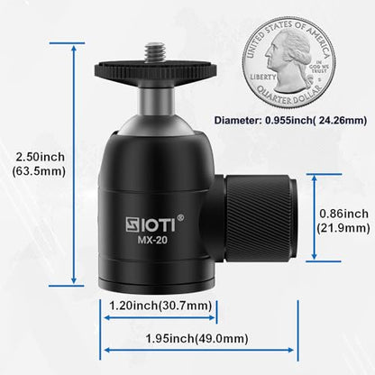SIOTI Mini Tripod Ball Head, Swivel Mini Ball Head, Panoramic 360° Vertical Pan 90°, Compatible with Projector/DSLR/Action Camera/Cell Phone, and Works with Tripod/Monopod/Light Stand/Cage, etc. - color: Mini Ball Head