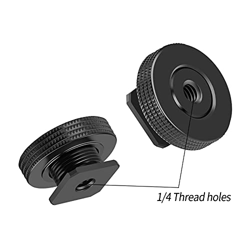 1/4" Female to Hot Shoe Adapter - 2 Packs, Hot Shoe Mount Adapter with 1/4" Male Screw for Magic Arm, Monitor, Video Light
