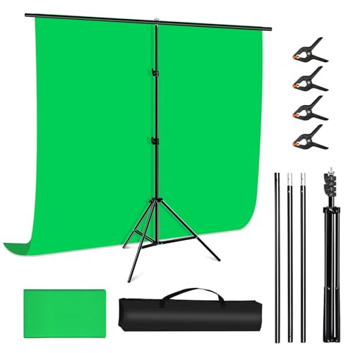 PULUZ Green Screen Backdrop Kit with Stand, 6.5X6.5ft Portable Green Screen Stand kit, GreenScreen Background with Stand Carrying Bag Clamp for Photoshoot, Photography Video, Live Streaming - size: 6.5 x 6.5 Ft