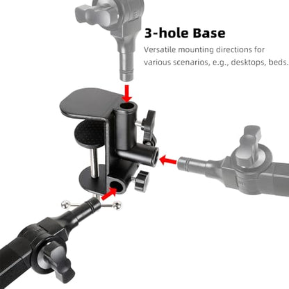 Tablet Stand Holder for Desk and Bed, Adjustable Aluminum Foldable Arm iPad Mount Clamp on Table Compatible with iPad Air Mini, Galaxy Tabs, 4.7-12.9" Tablets and Phones - size: N6L