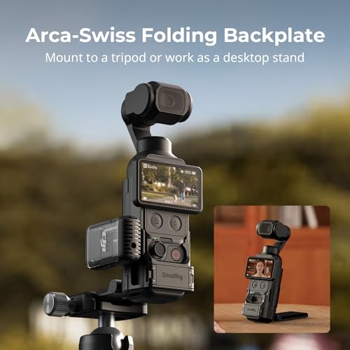 SMALLRIG Folding Magnetic Mount Stand for DJI Osmo Pocket 4P/4, 180° Damping Adjustable Arca-Swiss Backplate, Expansion Adapter with Bidirectional Mount, Cold Shoe Mount, 1/4"-20 Threaded Hole - 6009