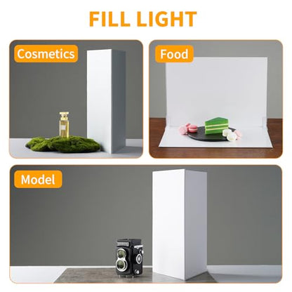 SITTO 2-in-1 Product Photography Backdrops, Flat Lay Photo Boards with 2Pcs Bracket, 17x12 Inch Silver and Bright White Photo Reflector Cardboard for Makeup,Jewelry and Other Small Product - color: White
