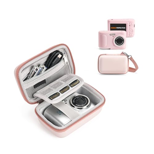 KODAK PIXPRO FZ45 Case Kit – Shockproof Hard Case + Silicone Cover, Battery/SD Storage, Anti-Scratch Dustproof Slim, Pink - color: Pink