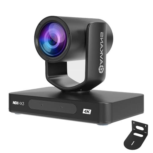 4K NDI PTZ Camera 20X, AI Tracking Camera with HDMI SDI IP Live Streaming for Church, Worship, Live Events, Sport, Broadcasting, NDI License Included, PoE Support (AV4KN-20) - color: Steel Black