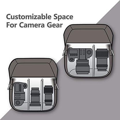 BAGSMART Canvas Crossbody Camera Bag with Rain Cover for Women Men, Gray | SLR DSLR Camera Case, Compact Camera Shoulder Bag - color: 03-Gray