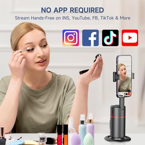 Auto Face Tracking Tripod, No App, Smart Shooting Phone Holder with Remote, 360° Rotation Body Phone Camera Mount with Phone Holder Body Smart Tracking Tripod for Vlog/TIK Tok - color: Black