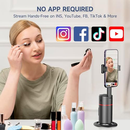 Auto Face Tracking Tripod, No App, Smart Shooting Phone Holder with Remote, 360° Rotation Body Phone Camera Mount with Phone Holder Body Smart Tracking Tripod for Vlog/TIK Tok - color: Black