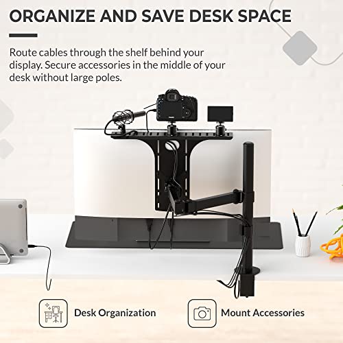 HumanCentric DSLR Monitor Mount Large, Desk Camera Mounting, Light Webcam, Microphone Shelf for Monitor VESA Arm, Replace Clamp Tripods, 100x100mm Patterns, Aluminum, Hardware Included - size: Large Shelf