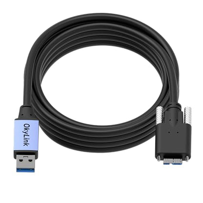OkyLink USB 3.0 A to Micro-B Cable, 5Gbps, 10ft, Double Screw Lock | 3M, 3.2 Gen 1, Male to Male, for External Hard Drive HDD SSD - color: Screw USB3.0, size: 10ft (3m)