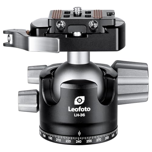 LEOFOTO 83mm Low Profile Camera Tripod Ball Head Mount, 360° Rotating Panoramic with 1/4 inch Quick Release Plate for DSLR/Camcorder, 3/8" Mounting Screw for Tripod/Monopod/Slider, Max Load 39lb - color: Lever Release, 83mm, with QR Plate, Max Load 39lb