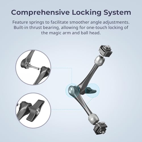 SMALLRIG 11" Rosette Magic Arm, HawkLock H21 Quick Release Structure, w 1/4"-20 Screws and Anti-Twist Pins, for Monitors, Lights, Max Load Cpacity 3kg - size: 11" (HawkLock)