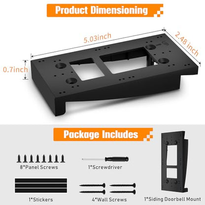 Vinyl Siding Angle Adjustment Doorbell Mount for R-ing Video Doorbell(2020 Release)/1/2/3/4/ Wired/Pro/Pro 2, Doorbell Corner Mounting Bracket Wedge Kit(4" Standard Vinyl Siding Only)
