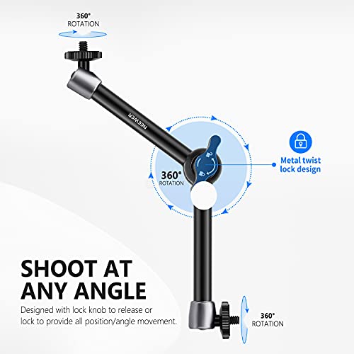 NEEWER 5.9"/15cm Adjustable Friction Magic Arm with 1/4" Screw on Both Ends, Compatible with SmallRig Cage, Flash/LED Light/Microphone/Monitor/SuperClip, Max Load 4.4lb/2kg, ST15 - style: 11"/28cm w/Clamp