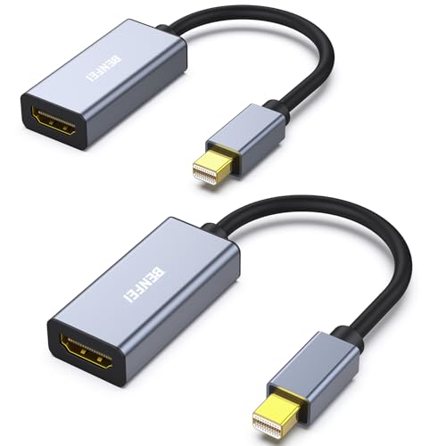 BENFEI 2 Pack Mini DisplayPort to HDMI Adapter 4K, Thunderbolt 2 to HDMI Adapter Compatible for MacBook Air/Pro, Microsoft Surface Pro/Dock, Monitor, Projector[Gold-Plated Connectors& Aluminium Shell] - size: 2 Pack, style: 4K@30Hz