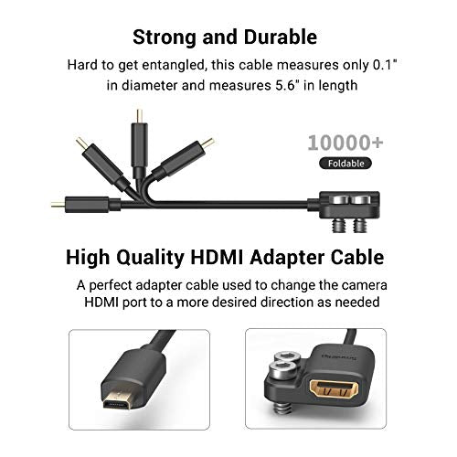 SMALLRIG Ultra Slim 4K Adapter Cable (D to A), Micro-Sized Ports Male to Full-Sized Ports Female, 4K@60HZ, for Sony A7R IV A7RIII A7III A7II A7RII / for Fujifilm X-T2 X-T3-3021 - style: D to A（10cm）