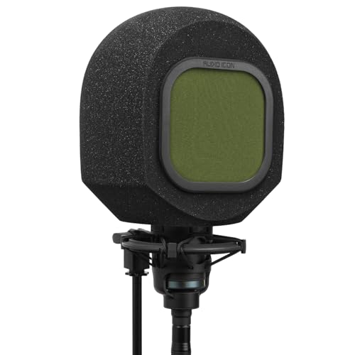 Soundbox Vocal Recording Isolation Booth | Portable Microphone Shield, Pop Filter for Studio-Quality Sound for Singing, Podcasting, Acoustic High-Density Foam Ball, Mic Soundproof Box (Olive Green) - color: Olive Green Pop Filter