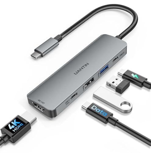 UANTIN USB C Hub Multiport Adapter 5 in 1, 4K USBC to HDMI Dongle with 100W PD, 5Gbps USB-A 3.0, USB-C Data, USB C Splitter Docking Station for MacBook Neo/Pro/Air, iPad, XPS, Surface Laptop