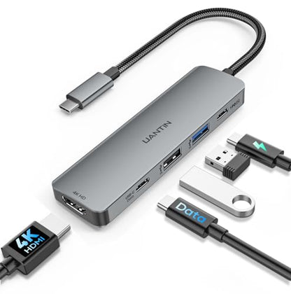 UANTIN USB C Hub Multiport Adapter 5 in 1, 4K USBC to HDMI Dongle with 100W PD, 5Gbps USB-A 3.0, USB-C Data, USB C Splitter Docking Station for MacBook Neo/Pro/Air, iPad, XPS, Surface Laptop