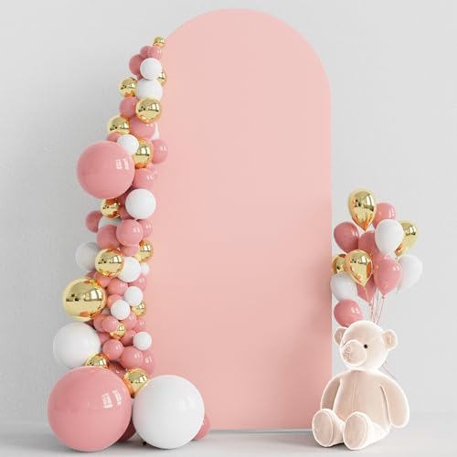 Wokceer 6FT Wedding Arch Cover Spandex Fitted Wedding Arches Stand Covers Round Top Chiara Arch Backdrop Cover for Birthday Party Ceremony Banquet Decoration Pale Pink - color: Pale Pink, size: 6 FT