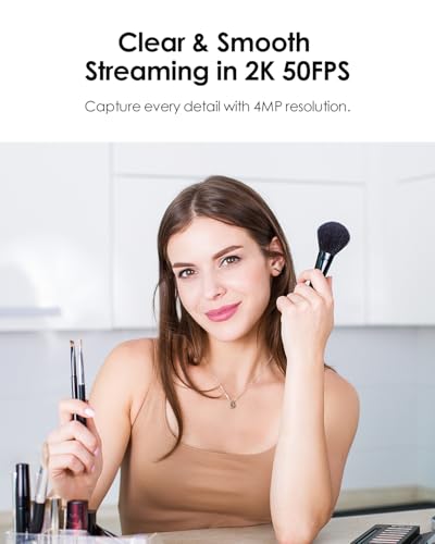 2K 50FPS Webcam for PC/Mac, Computer Camera with Fill RGB Lights, 2 Noise-Canceling Microphone, Autofocus and Tripod for Meeting, Live Streaming, Video Calls, Gaming, Works with Zoom, Skype, Teams - style: 2K/65°FOV