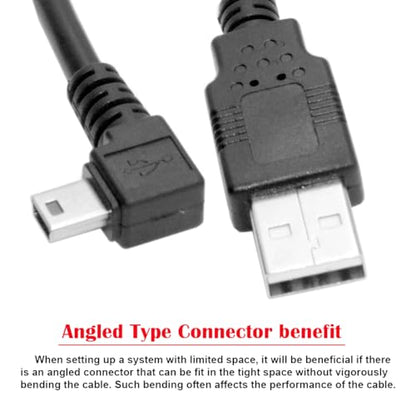 JSER Mini USB2.0 5Pin Type-B Male 90 Degree Right Angle to USB 2.0 Type-A Male Power Data Cable 480Mbps Compatible with Computer Camera Laptop Desktop MP3 MP4 (Right Angle 6ft/1.8m) - size: 1.8m, style: Right Angle