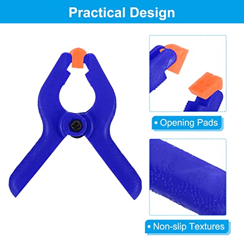 PATIKIL 2 Inch Spring Clamps, 4 Pack Plastic Flexible Anti-slip Strong Backdrop Clamp Clips for Stand DIY Project Photography Studio Craft, Blue - color: Blue