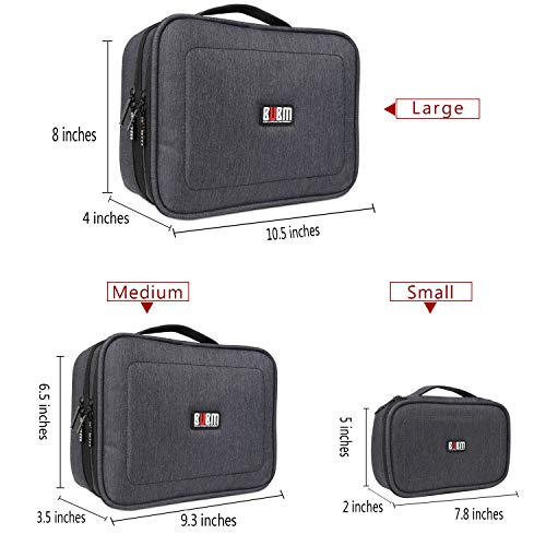 BUBM 3pcs Double Layer Electronic Organizer, Travel Gadgets Bag for Cables, External Flash Drive, Mouse, Memory Card, Power Bank and More, Compact and Multi-purpose, Black | Double Layer Travel Gadgets Carry Bag for Cables, External Flash Drive, Mouse, Me