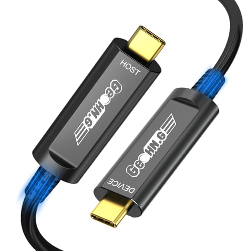 USB C Fiber Optic Cable 33 FT, 10Gbps Active USB C Cable with German SiliconLine Chip, USB 3.2 Gen2 Long Distance Zero Data Loss for Logitech 4K Camera,VR/AR,Video Conference,Webcam,Industrial System - size: 33FT