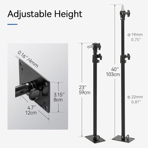 PHOCUS Photography Studio Wall Mount Boom Arm, 40 Inch Adjustable Camera Ceiling Mount Light Stand with 1/4" to 3/8" Threaded Stud for Video Ring Light, Monolight, Softbox, Flash (40 inch) - size: 40 inch