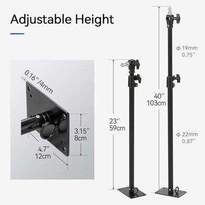 PHOCUS Photography Studio Wall Mount Boom Arm, 40 Inch Adjustable Camera Ceiling Mount Light Stand with 1/4" to 3/8" Threaded Stud for Video Ring Light, Monolight, Softbox, Flash (40 inch) - size: 40 inch