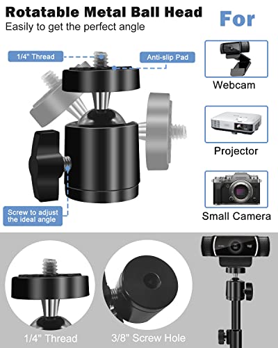 Desktop Webcam Tripod Stand, Extendable Webcam Camera Stand Tripod for Logitech Stream Webcam C925e C922x C922 C930e C930 C920 C615 and Other Devices with 1/4" Thread