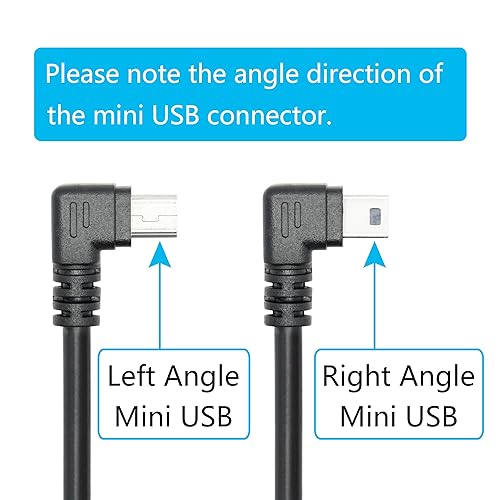 Short Mini USB Charging Cable 9inch, 90 Degree USB 2.0 A Male to Mini USB Left & Right Angle Male Data Sync and Charge Cable, for Dash Cam, DigitalCamera, Hard Drive, MP3 Player, Phone (2Pcs) - style: 1Pair Mini USB - Left & Right Angle