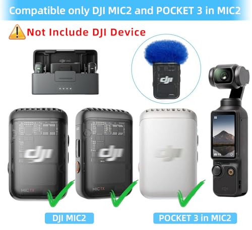 Microphone Windscreen Compatible with DJI MIC 2 (Not for DJI MIC 1) / OSMO POCKET Microphone Furry Wind Muff (2 Packs-Blue) - color: blue-2pcs