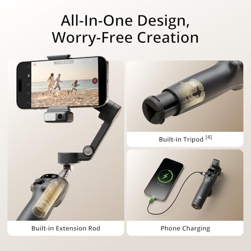 DJI Osmo Mobile 7P Gimbal Stabilizer for iPhone & Android, Native Tracking | Lighting, 3-Axis Phone Gimbal, Quick Launch, One-Tap Edit, Built-in Extension Rod & Tripod, 10hrs Use, Phone Charging