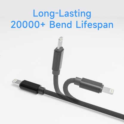 2 in 1 USB C to USB C and Lightning Carplay Cable 100W 4FT 1Pack Two Devices Simultaneous Fast Charging Compatible with MacBook Air/Pro/iPad/iPhone 17/16/15/14/13/12,Galaxy S26/S25/24/Pixel 10 - color: Black, size: 4FT